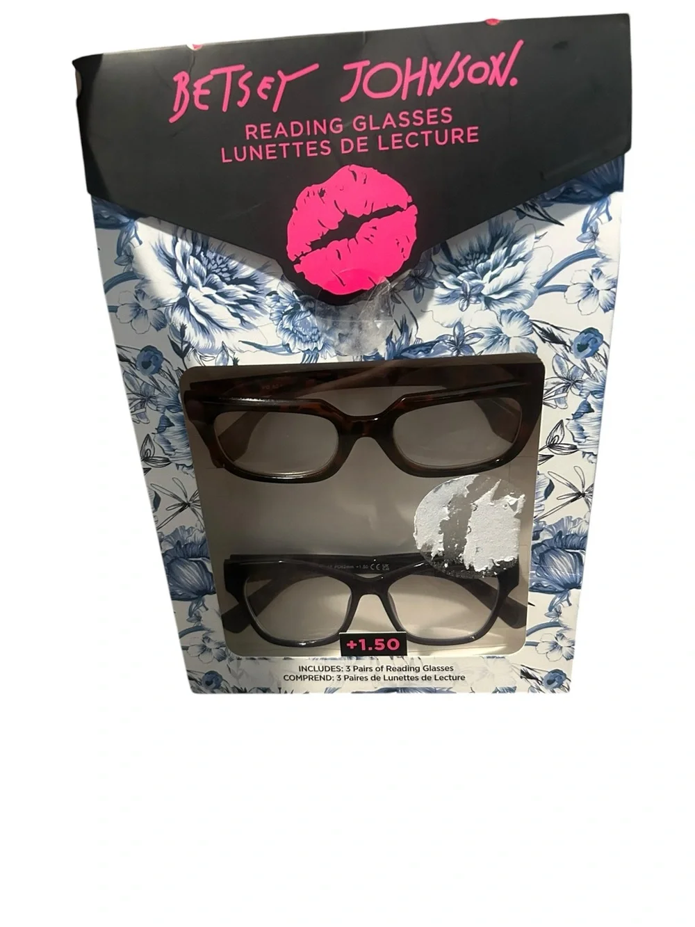 Betsey Johnson Women's Reading Glasses Set in Brown and Black +1.50